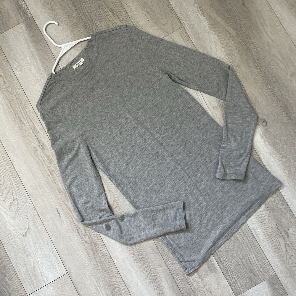 Helmut Lang Tshirt double lined long sleeve womens Gray medium minimalist basic